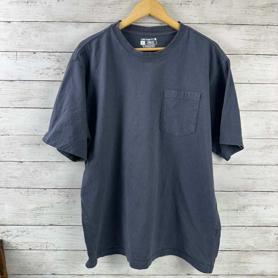 Carhartt Men's Large Short Sleeve T Shirt K87 blue pocket T Loose Fit