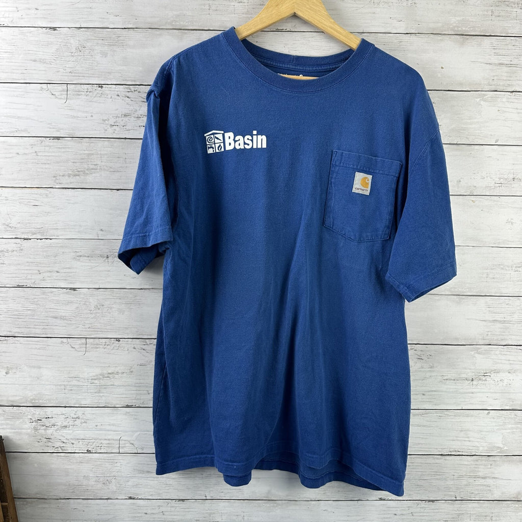 Lot of 3 Carhartt T-Shirt Mens Large Loose Fit Short Sleeve Blue pocket T K87