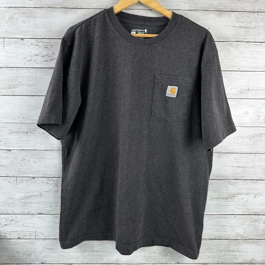 Carhartt T Shirt Mens Large Short Sleeve Workwear Pocket K87 CRH Loose Fit Gray