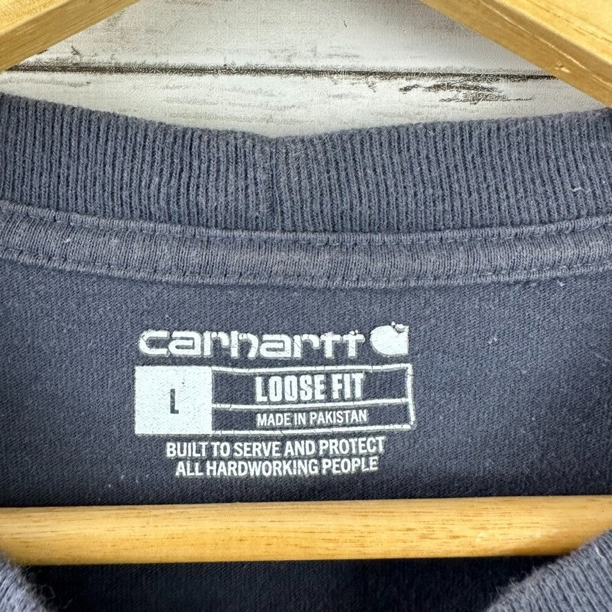 Carhartt Men's Large Short Sleeve T Shirt K87 blue pocket T Loose Fit