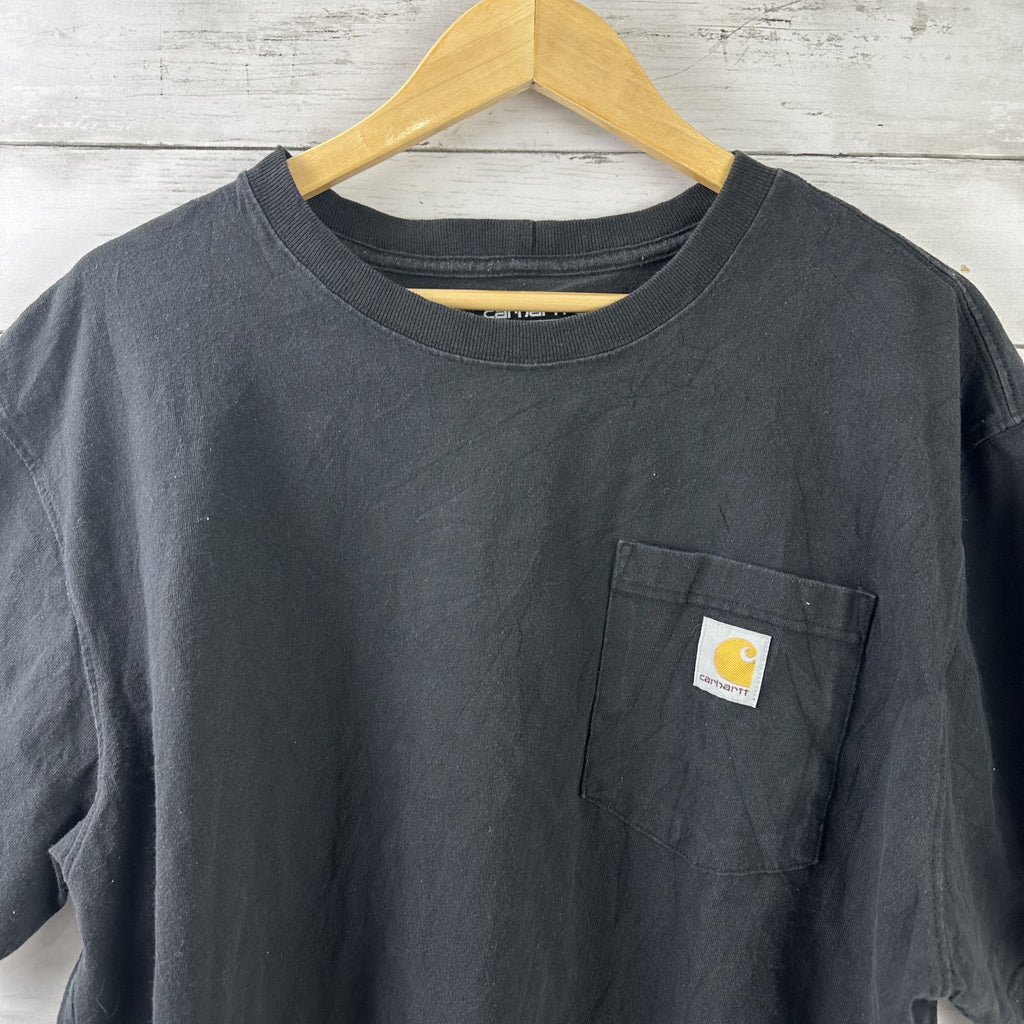 Carhartt T Shirt Mens Large Short Sleeve Workwear Pocket K87 BLK Loose Black