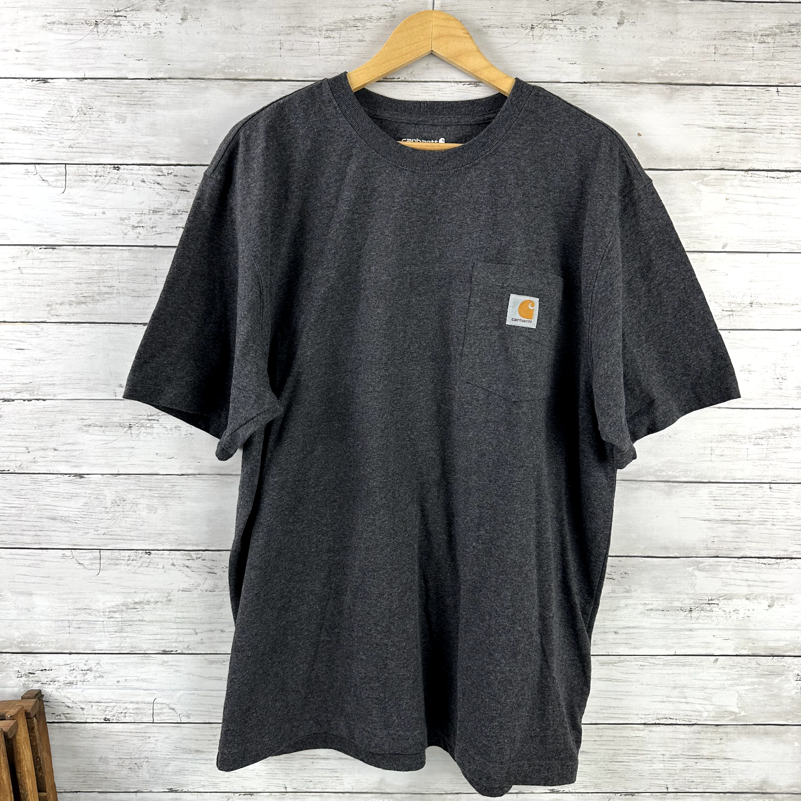 Carhartt Men's Large short Sleeve Loose Fit T Shirt Dark gray K87 Pocket T