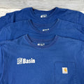 Lot of 3 Carhartt T-Shirt Mens Large Loose Fit Short Sleeve Blue pocket T K87