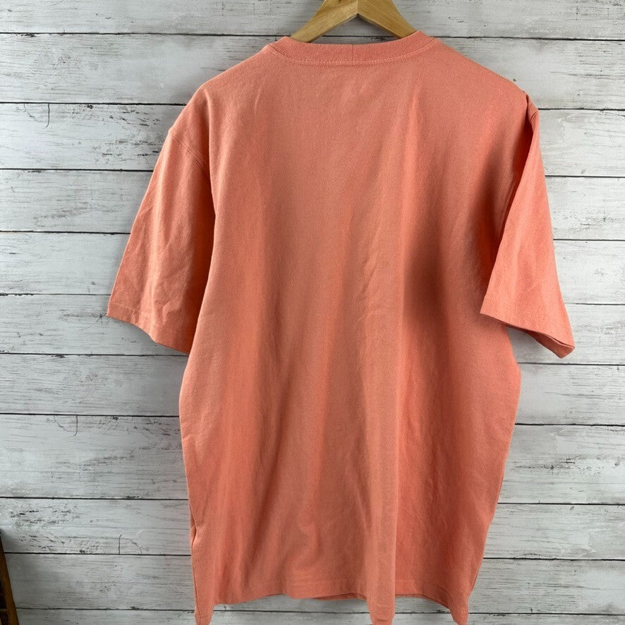 Carhartt Men's Large short Sleeve Loose Fit T Shirt pink Durable Goods Logo T