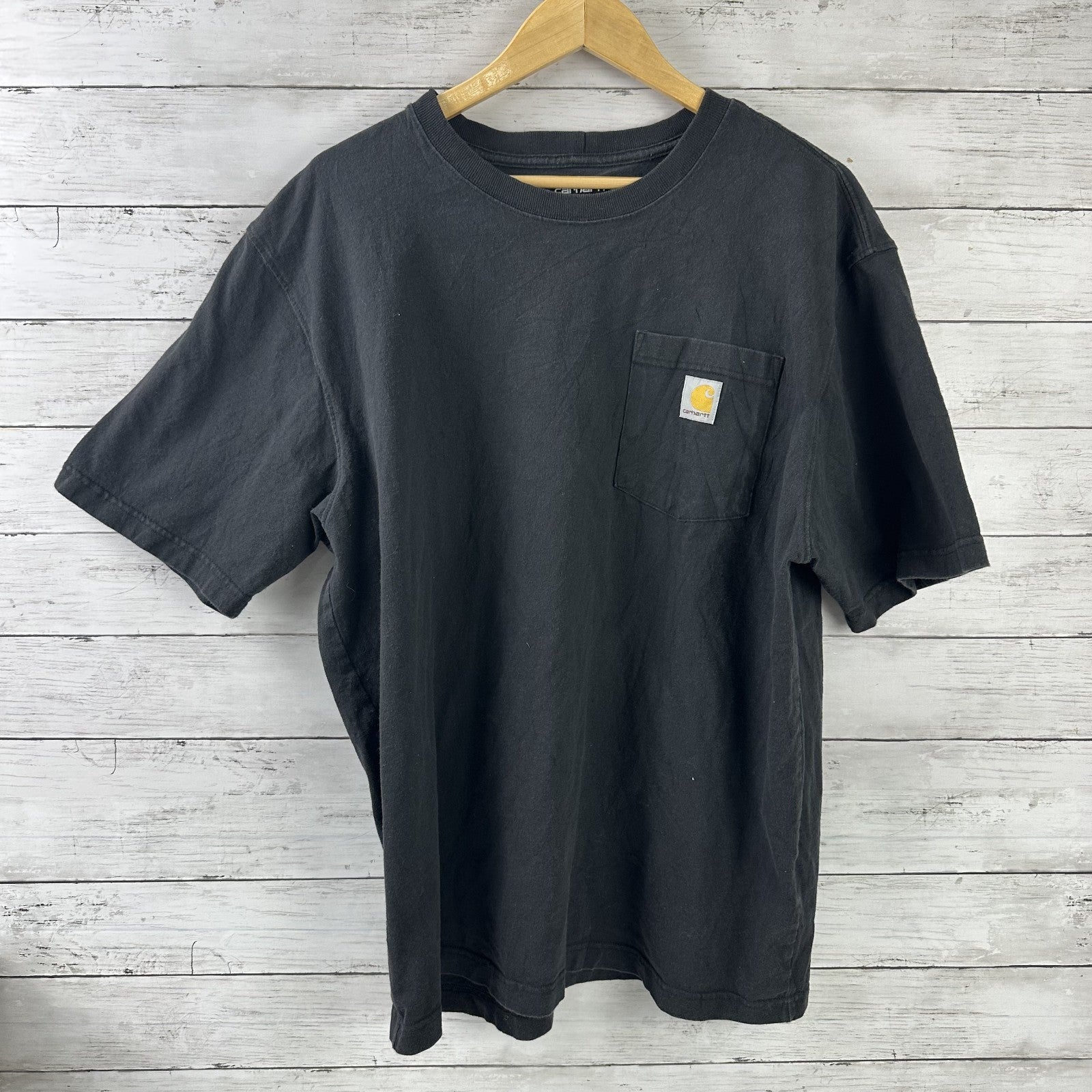 Carhartt T Shirt Mens Large Short Sleeve Workwear Pocket K87 BLK Loose Black