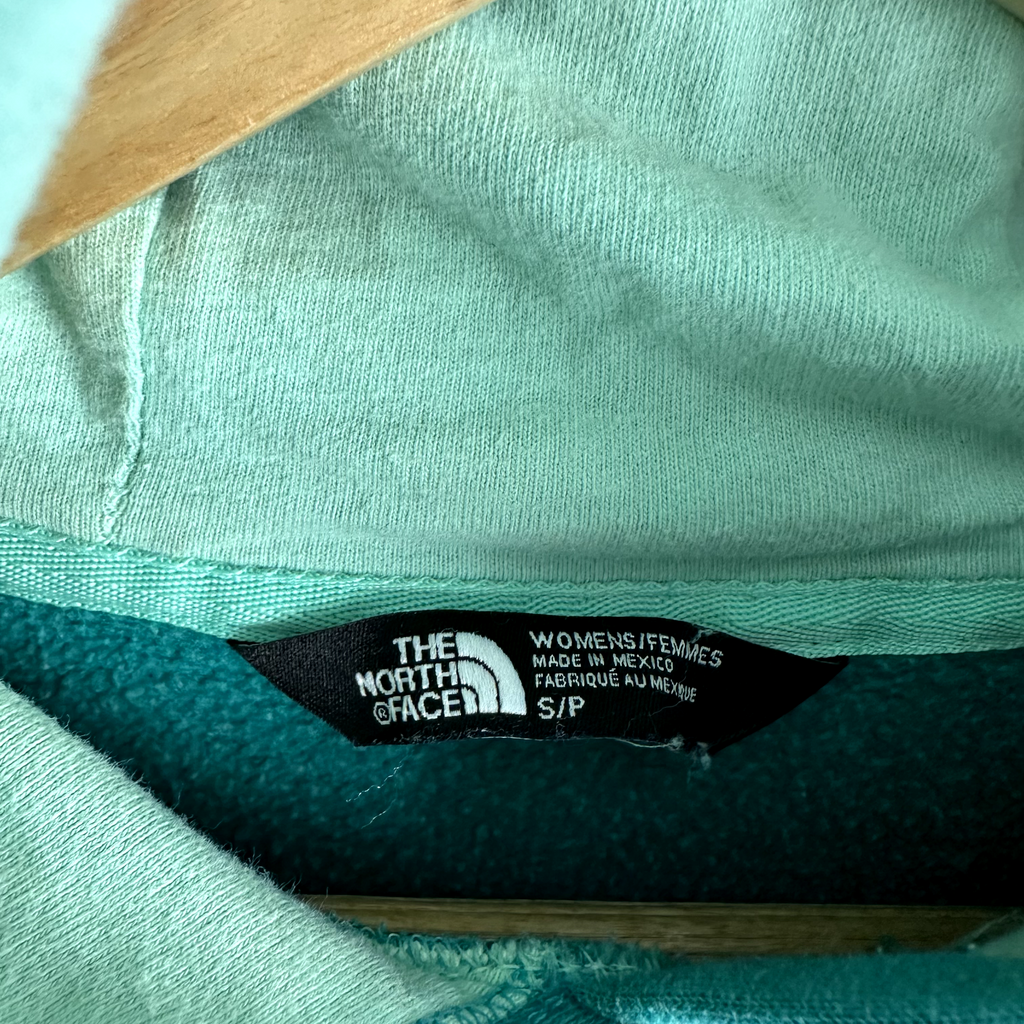 North Face Womens Small Green logo Hoodie Sweatshirt Pullover