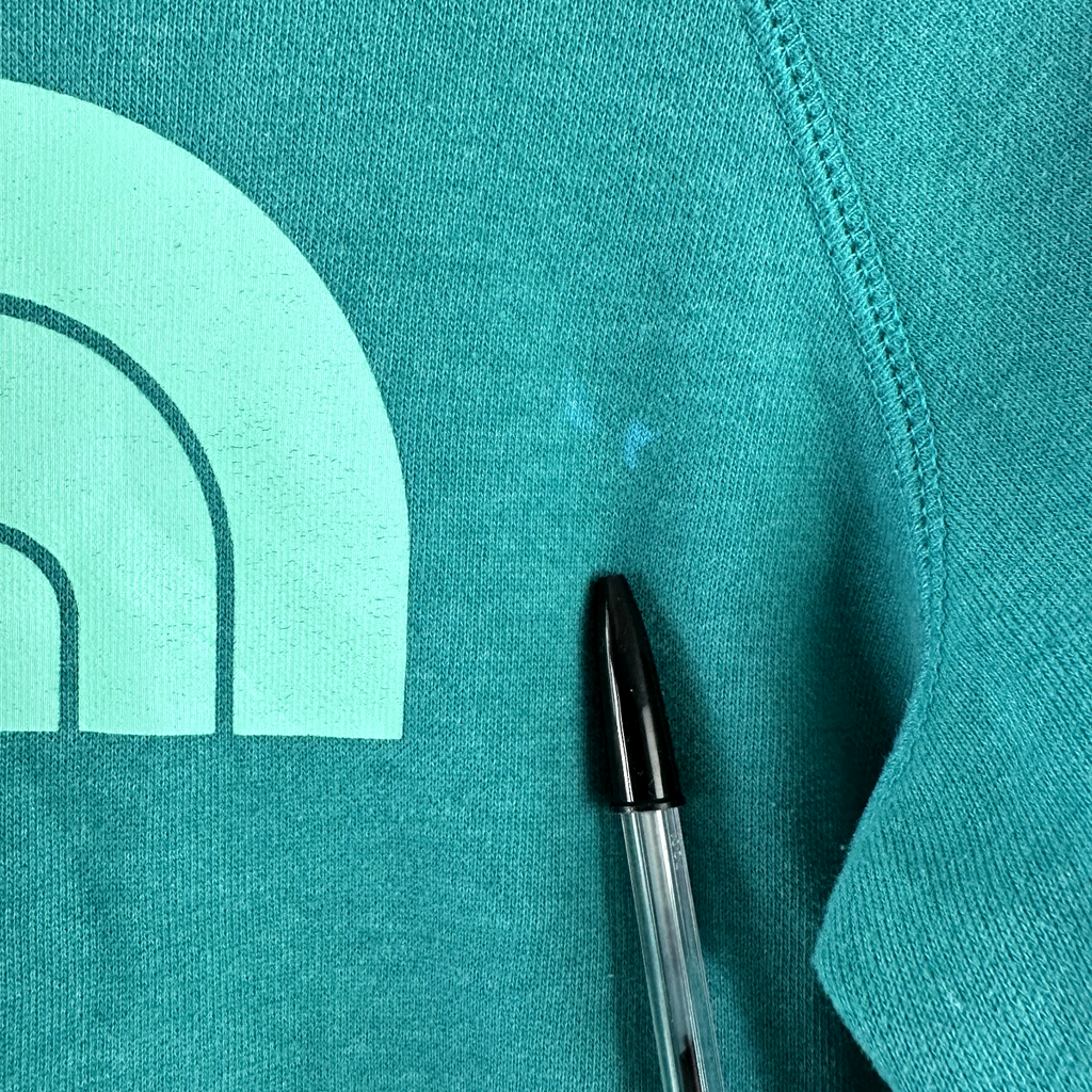 North Face Womens Small Green logo Hoodie Sweatshirt Pullover