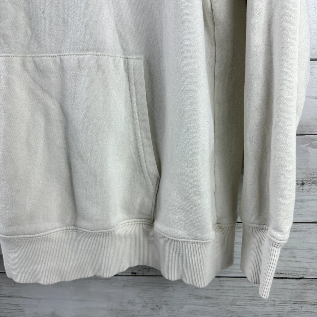 North Face Womens Large beige Gray logo Hoodie Sweatshirt Pullover