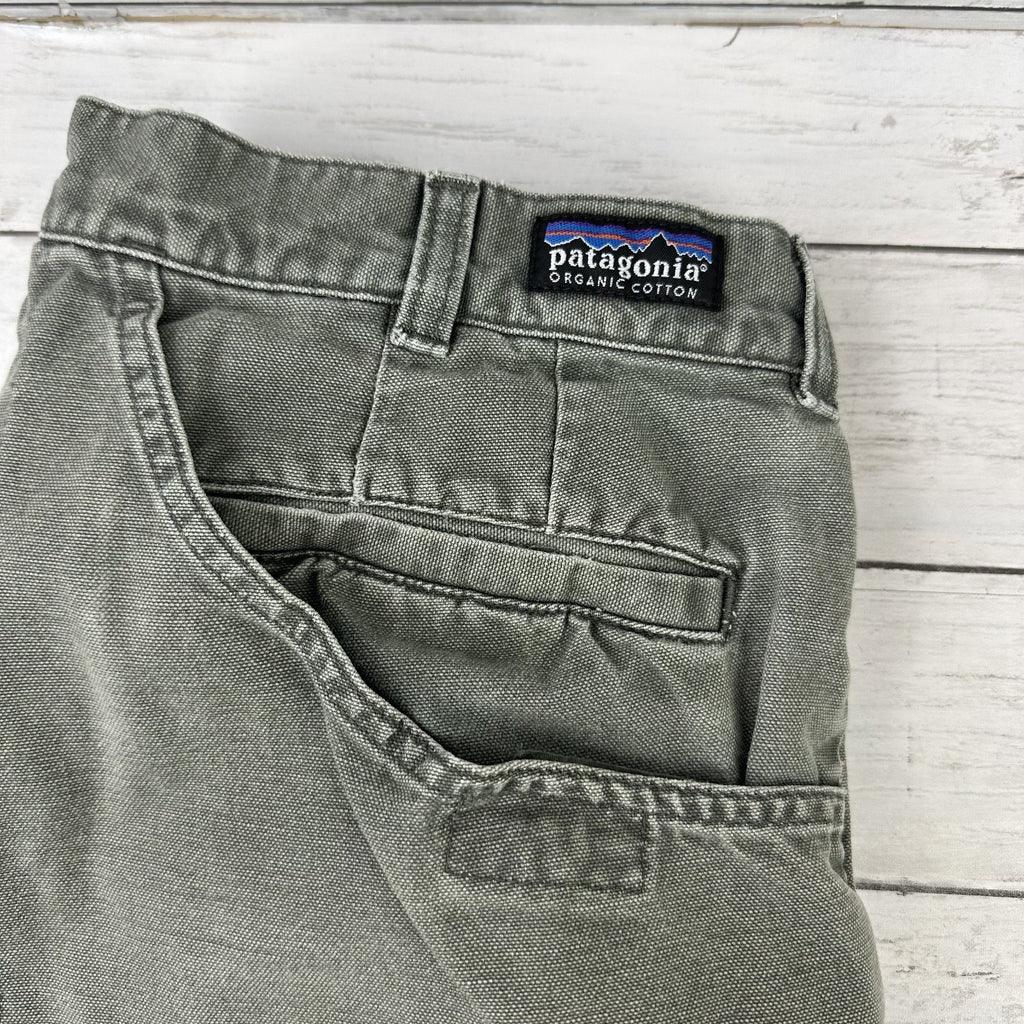 Vtg 2000 Patagonia Canvas Denim 7.5" Original Stand Up Hiking Shorts Men 34 green