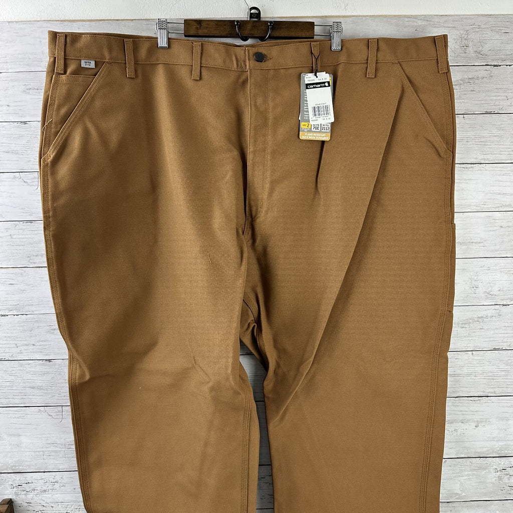Carhartt FR Flame Resistant Work Duck Canvas Pants Mens 54x30 FRB229 Brown New
