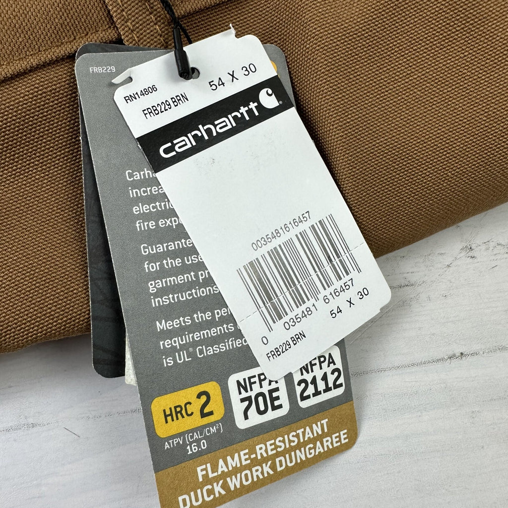 Carhartt FR Flame Resistant Work Duck Canvas Pants Mens 54x30 FRB229 Brown New
