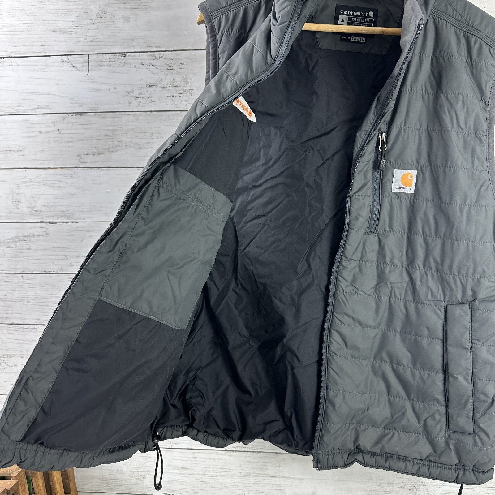 Carhartt Puffer Vest Rain Defender Mens XL Gray Zip Up Relaxed