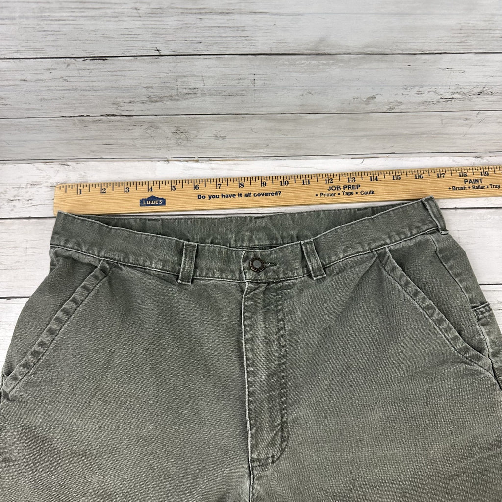 Vtg 2000 Patagonia Canvas Denim 7.5" Original Stand Up Hiking Shorts Men 34 green