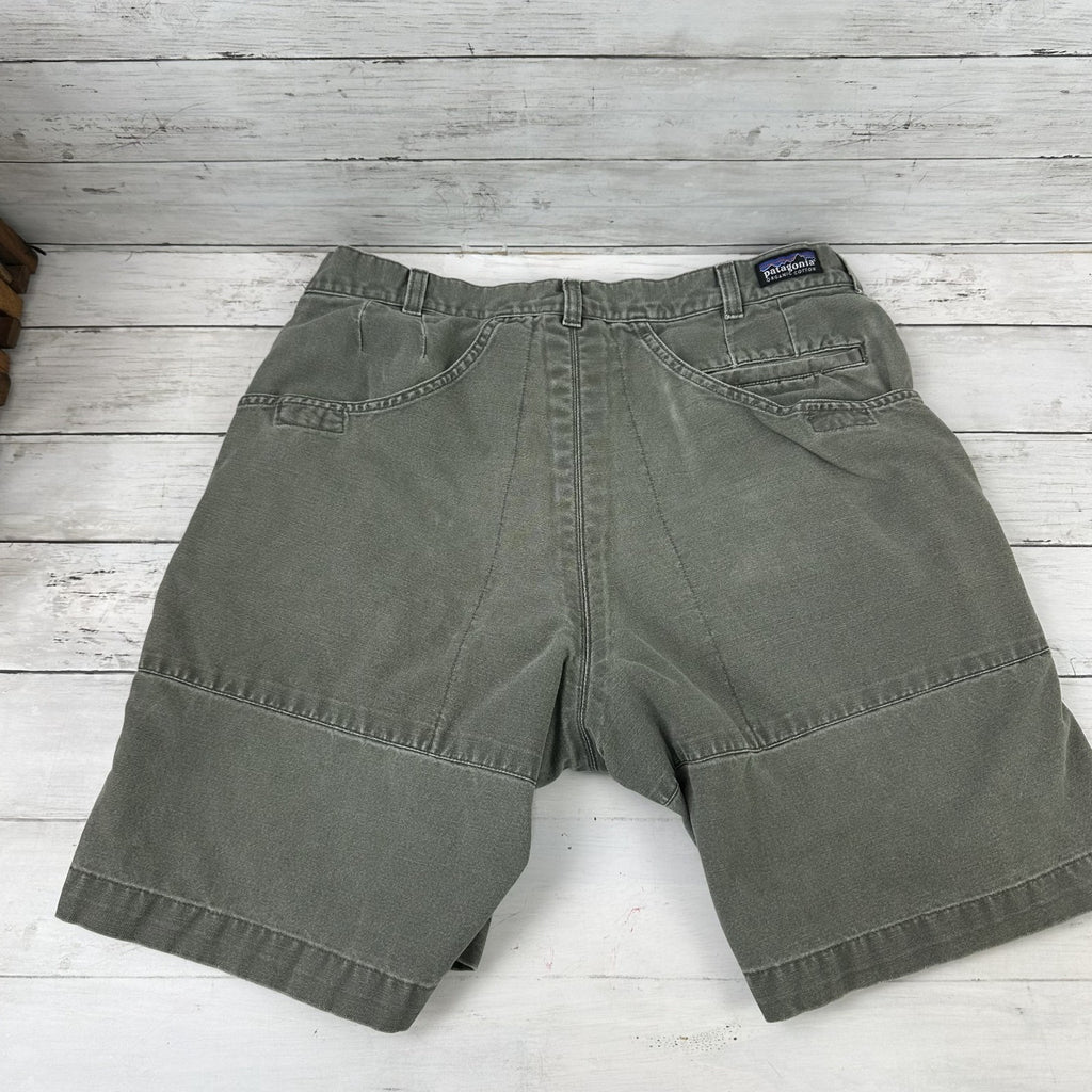 Vtg 2000 Patagonia Canvas Denim 7.5" Original Stand Up Hiking Shorts Men 34 green