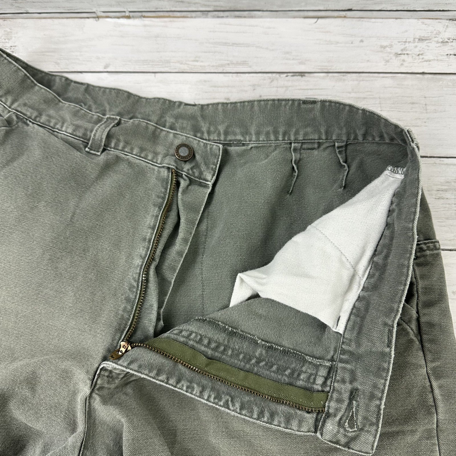 Vtg 2000 Patagonia Canvas Denim 7.5" Original Stand Up Hiking Shorts Men 34 green