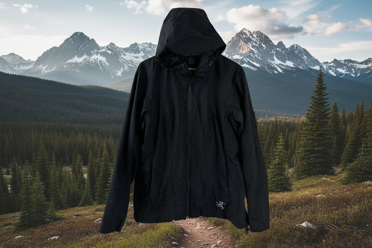 Arc'teryx Jacket Womens Size Large Black Hooded Full Zip Windstopper