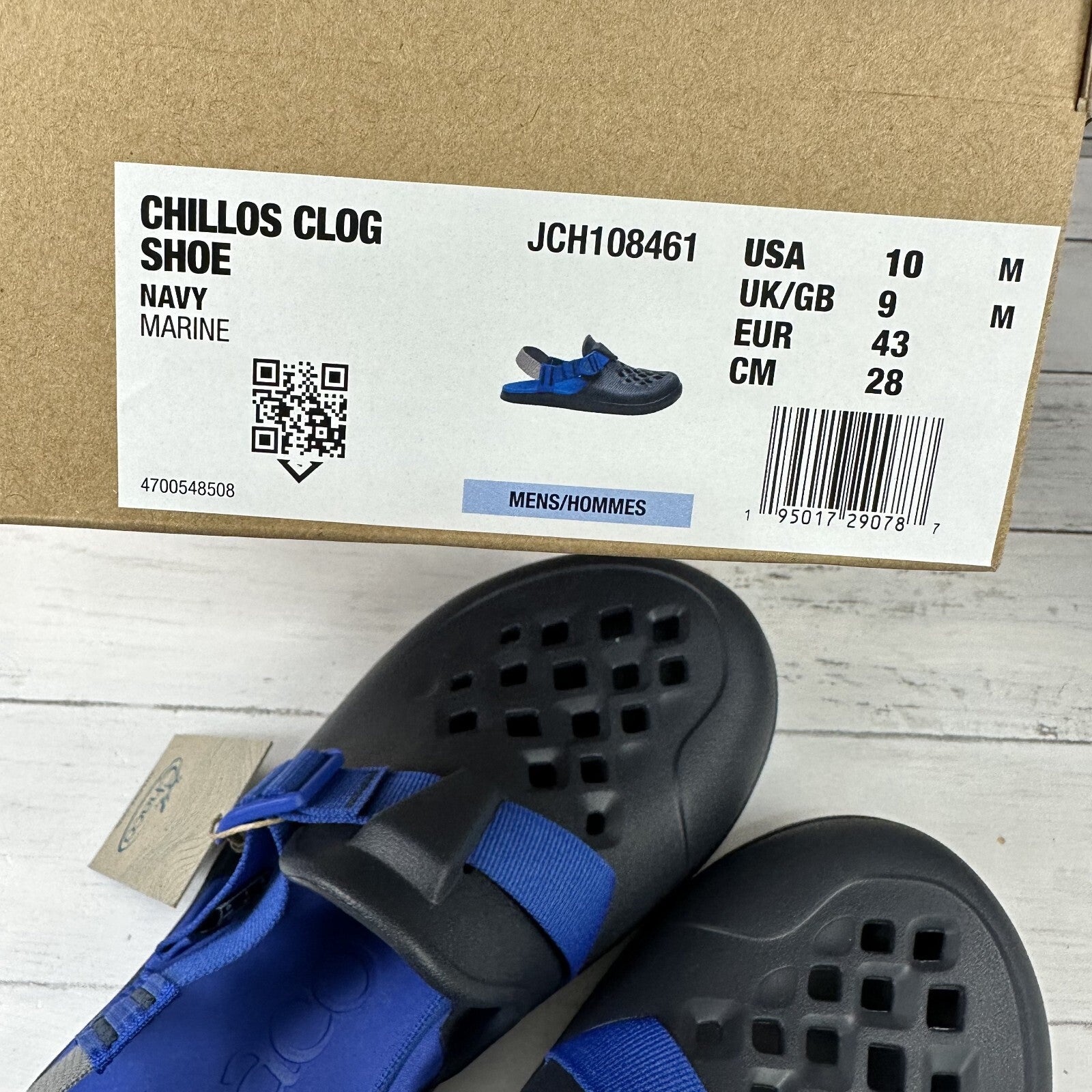 Chaco Chillos Clog Shoe Navy Blue Comfort Sandal Men's US size 10 NIB New