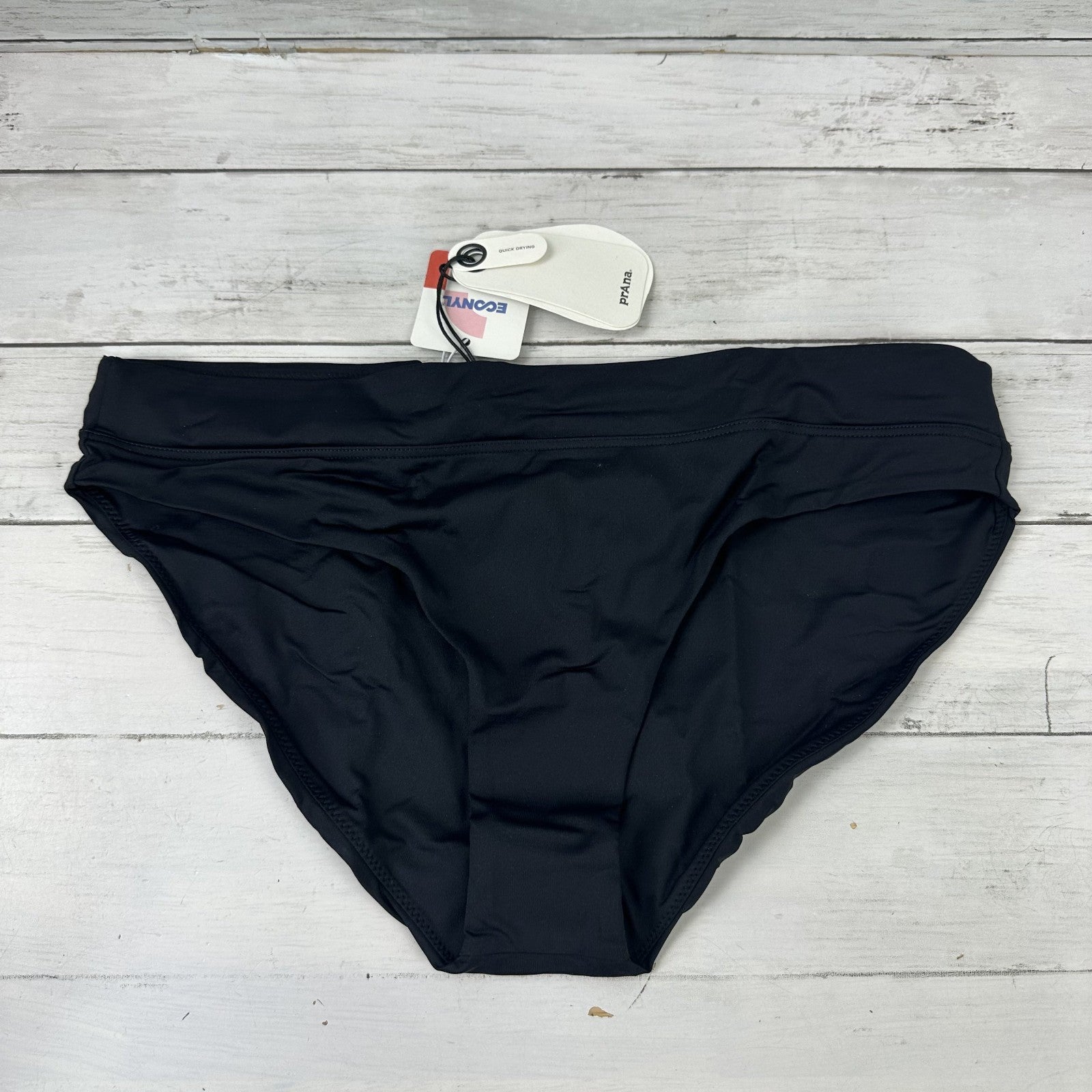 prAna Summer Wave Bikini Swim Bottom Black Size Medium Eco-Friendly NWT
