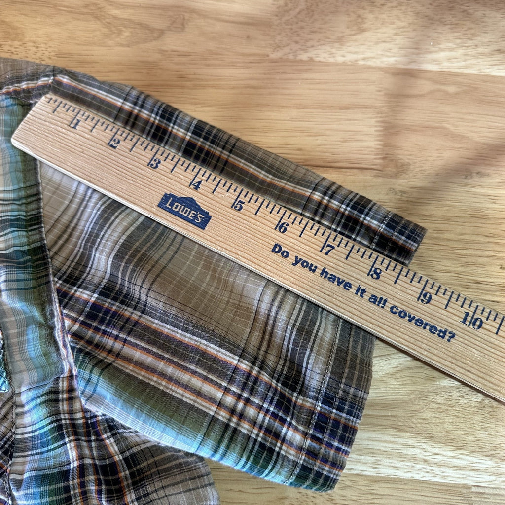 PrAna Short Sleeve Button Up Shirt Blue Mens Small Brown Plaid Western