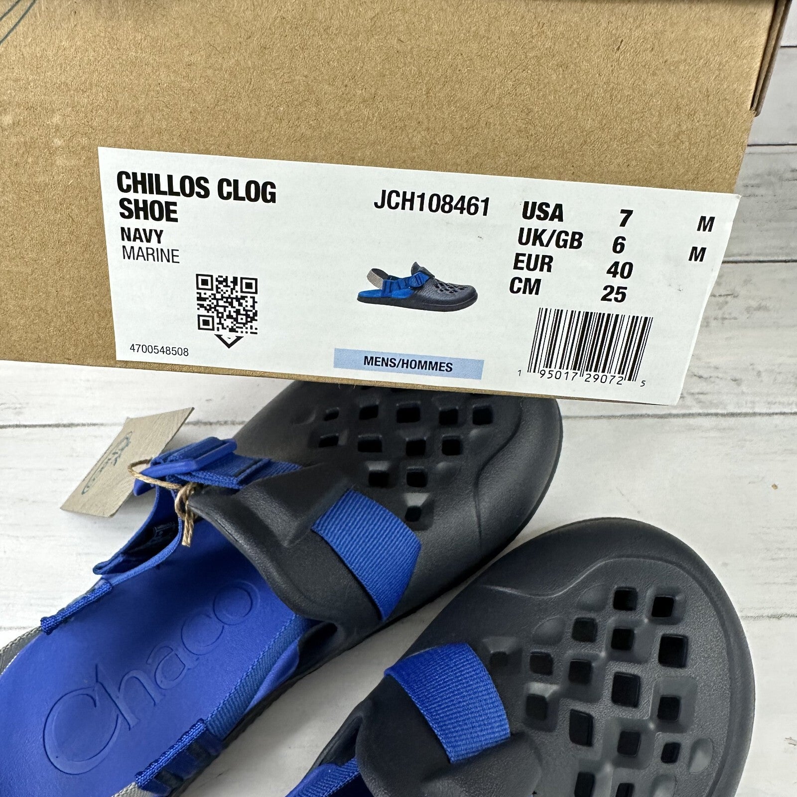 Chaco Chillos Clog Shoe Navy Blue Comfort Sandal Men's US size 7 NIB New
