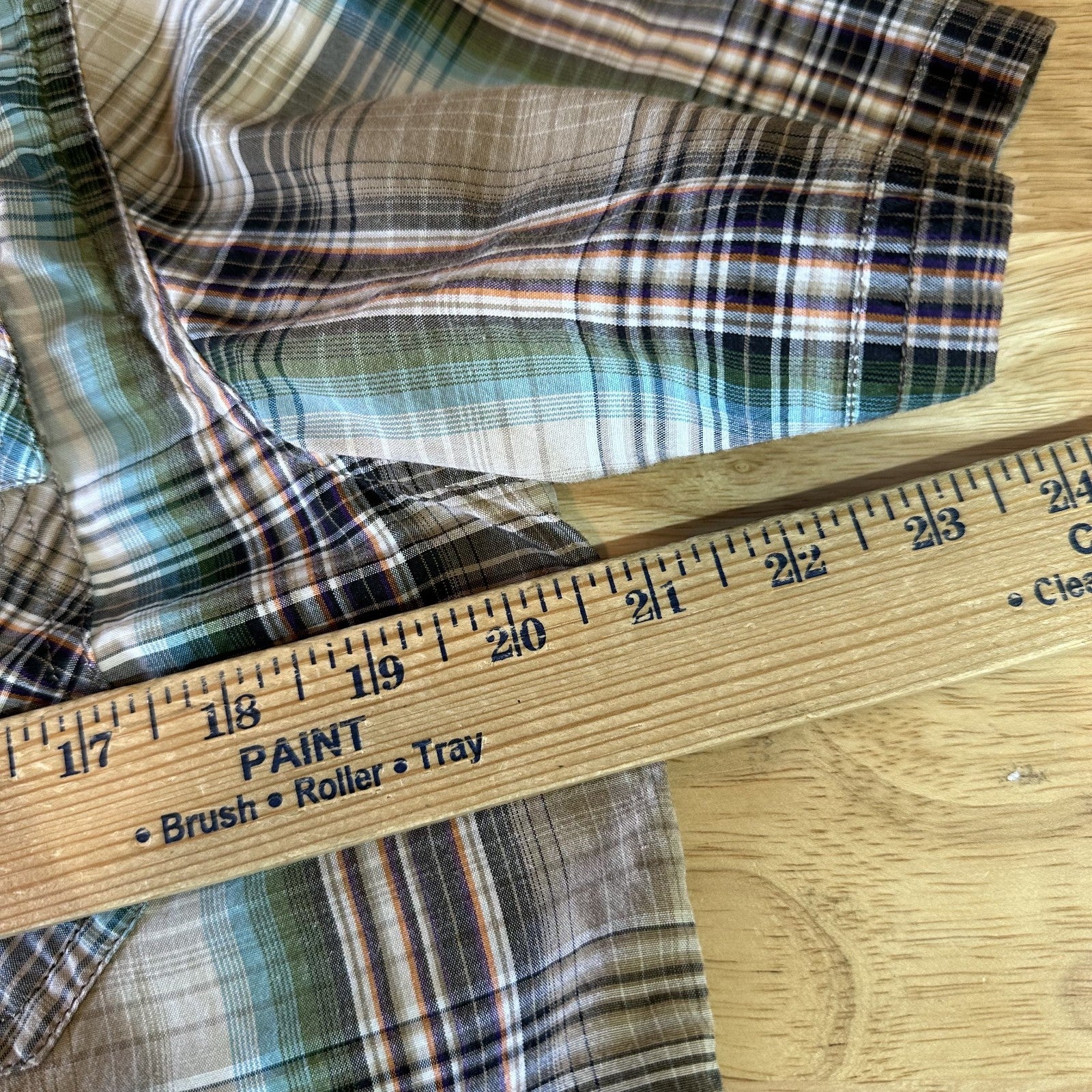 PrAna Short Sleeve Button Up Shirt Blue Mens Small Brown Plaid Western