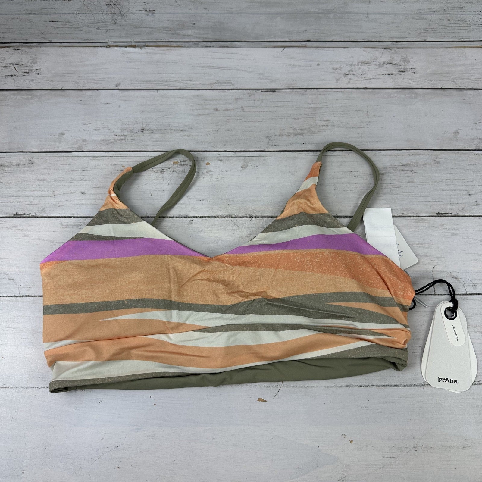 Prana Willow Falls Top Bikini Women's Medium Reversible Top Quick Dry New Waves