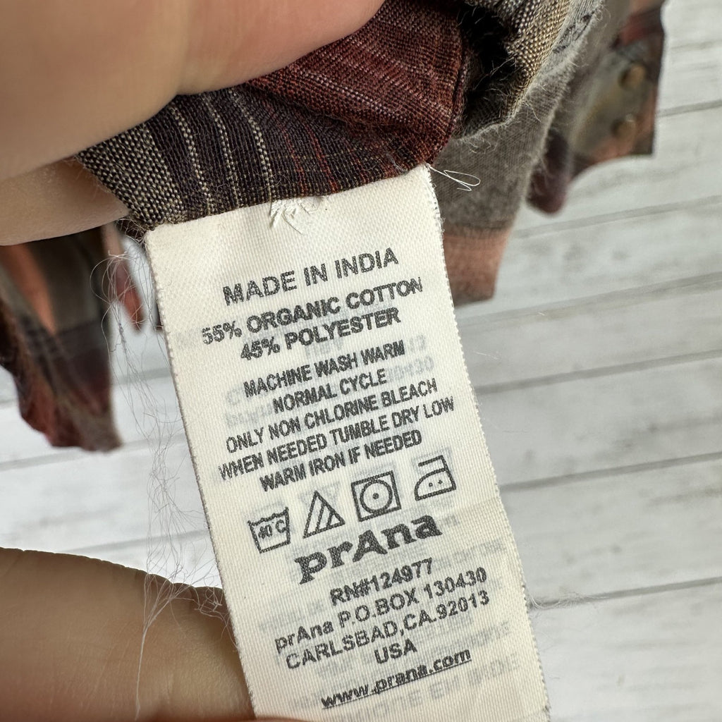 PrAna Shirt Mens XL Snap Button Long Sleeve Western Style Rockabilly plaid