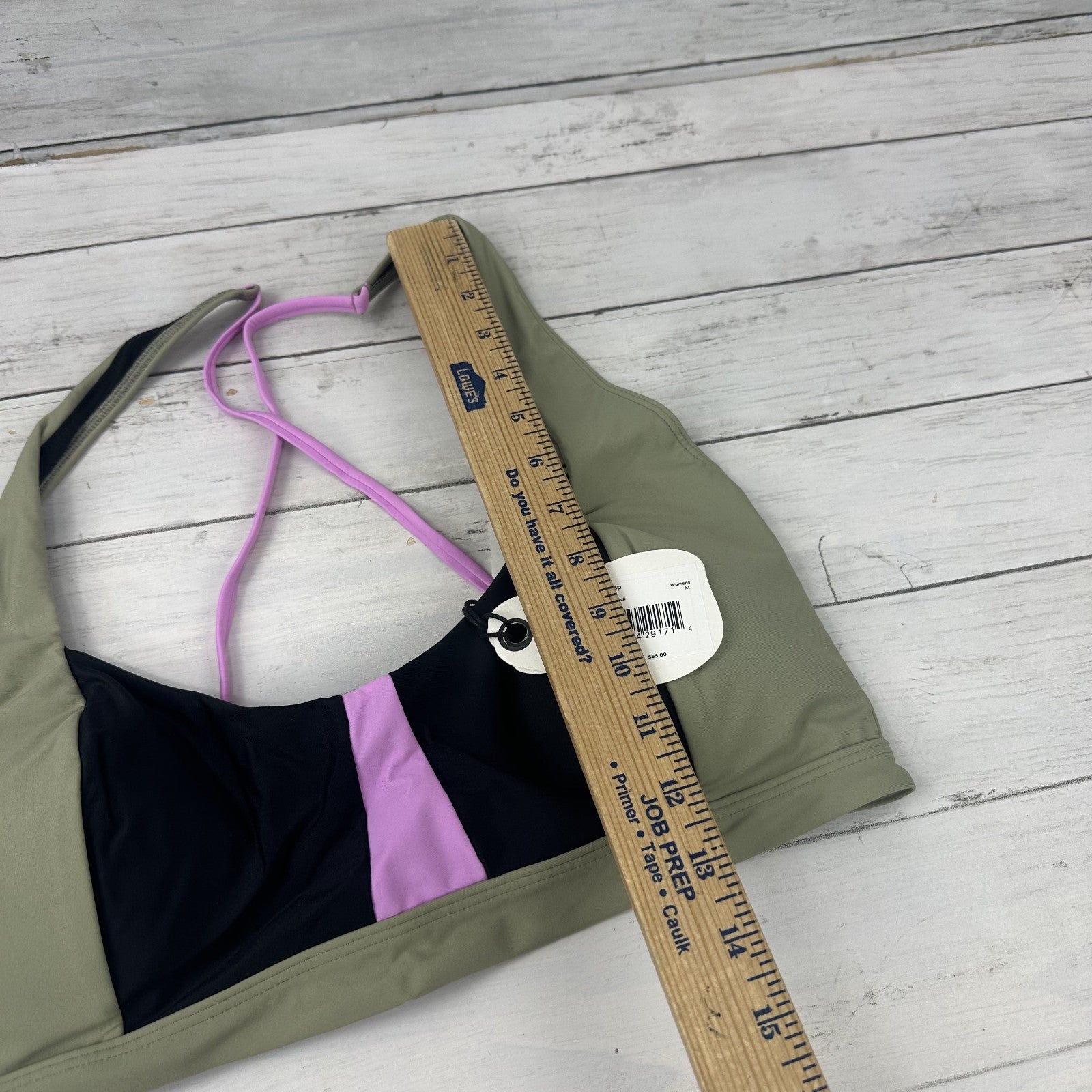 Prana Tulum Top Bikini Women's XL Black Green Color block Quick Dry New