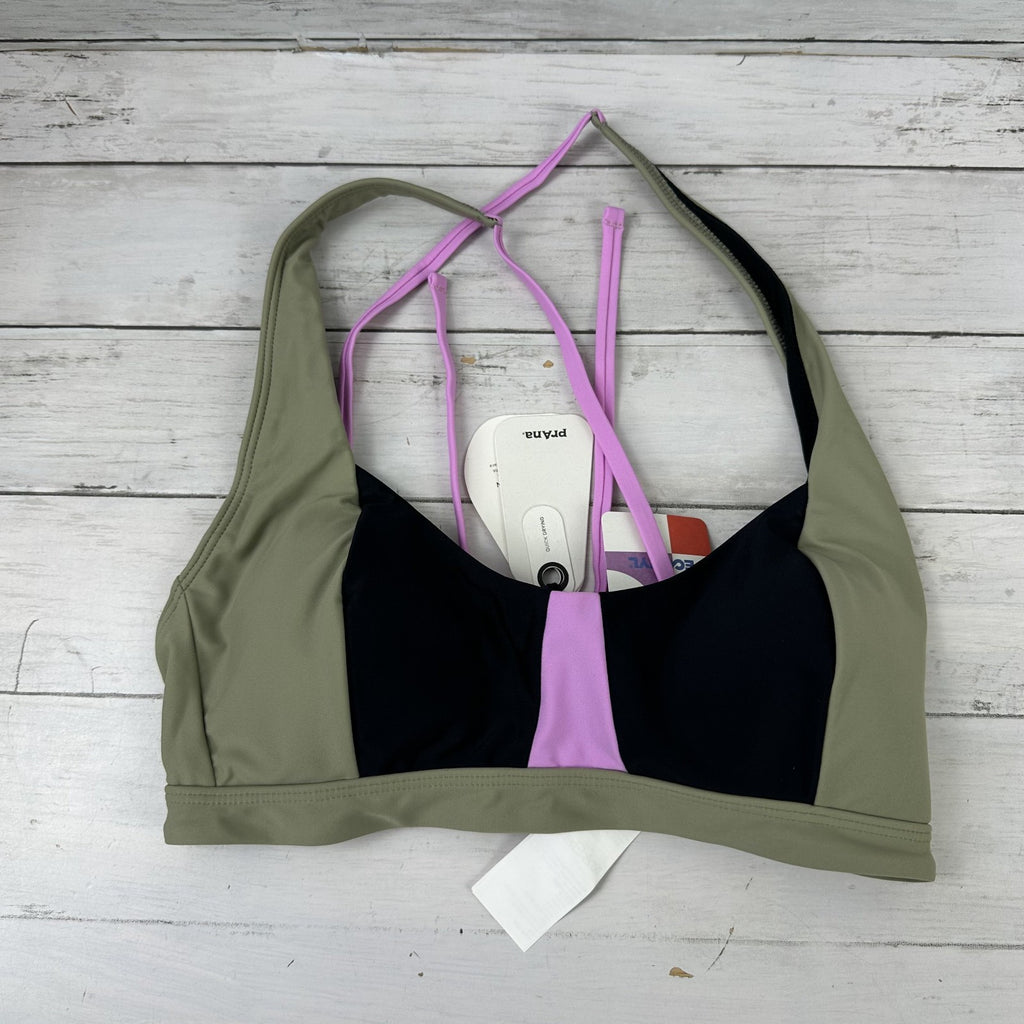 Prana Tulum Top Bikini Women's Medium Black Green Color block Quick Dry New