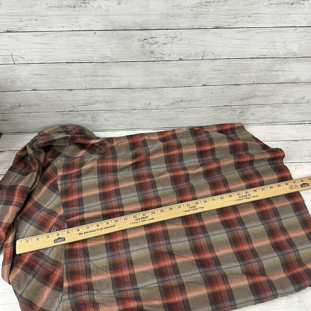 PrAna Shirt Mens XL Snap Button Long Sleeve Western Style Rockabilly plaid