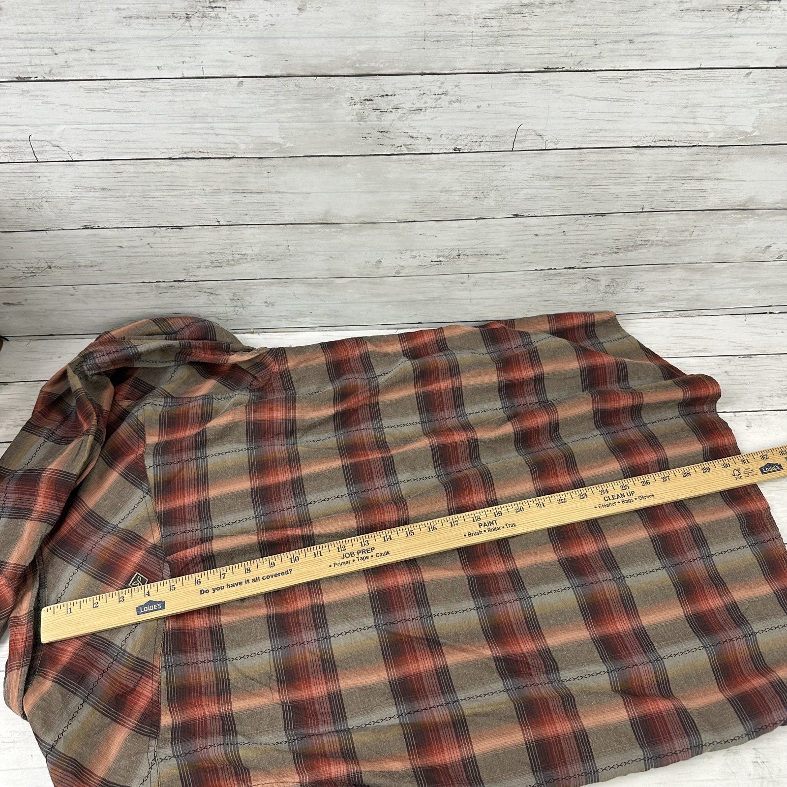 PrAna Shirt Mens XL Snap Button Long Sleeve Western Style Rockabilly plaid
