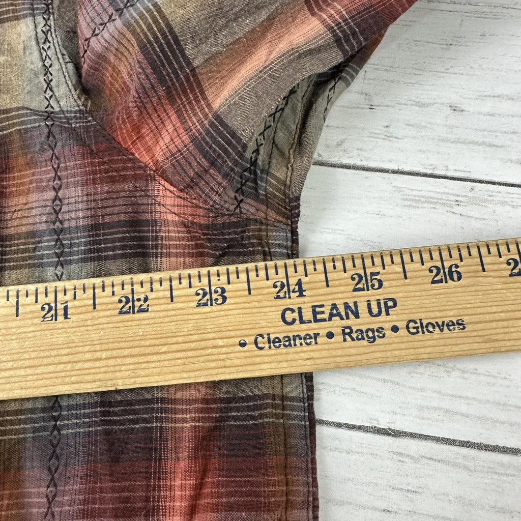 PrAna Shirt Mens XL Snap Button Long Sleeve Western Style Rockabilly plaid