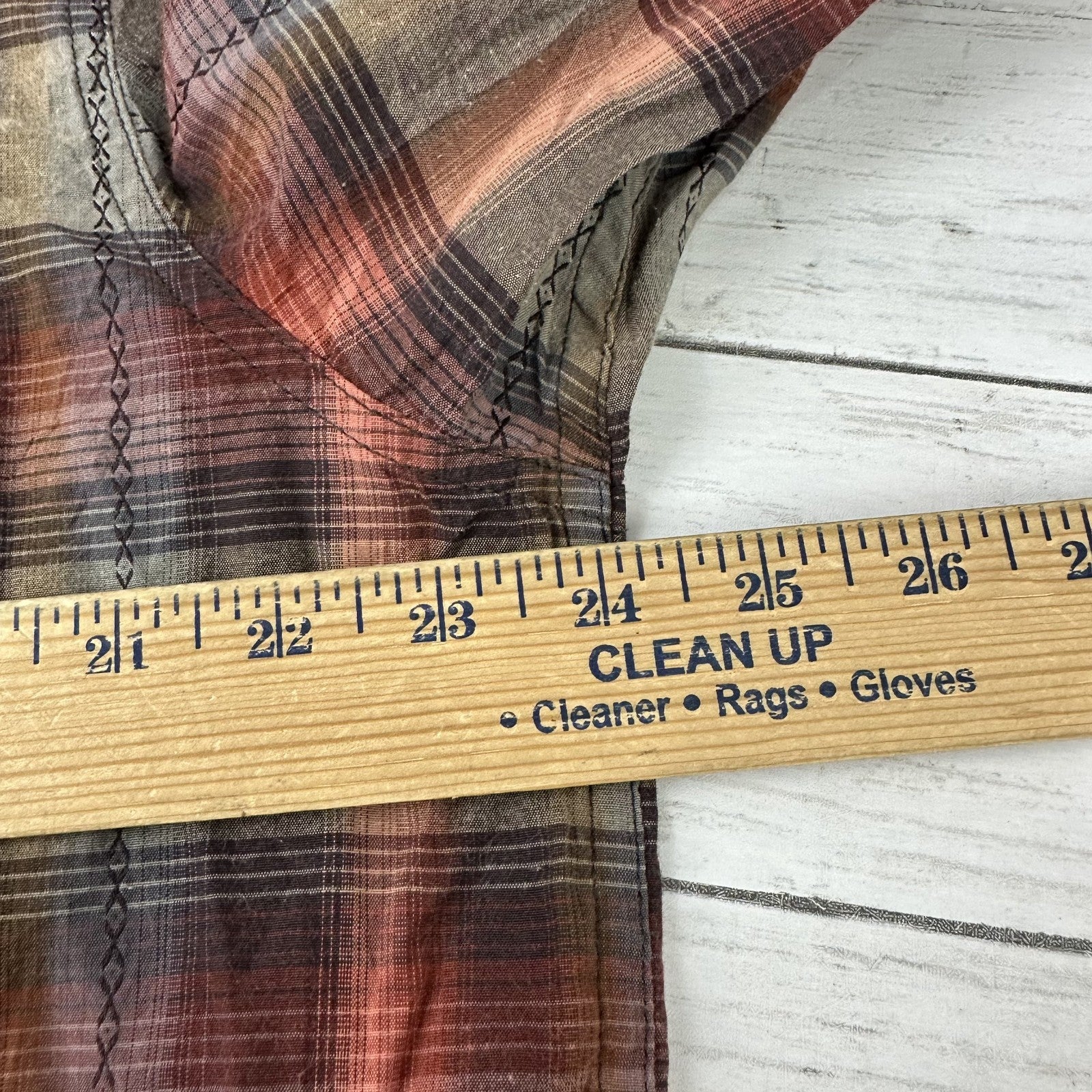PrAna Shirt Mens XL Snap Button Long Sleeve Western Style Rockabilly plaid