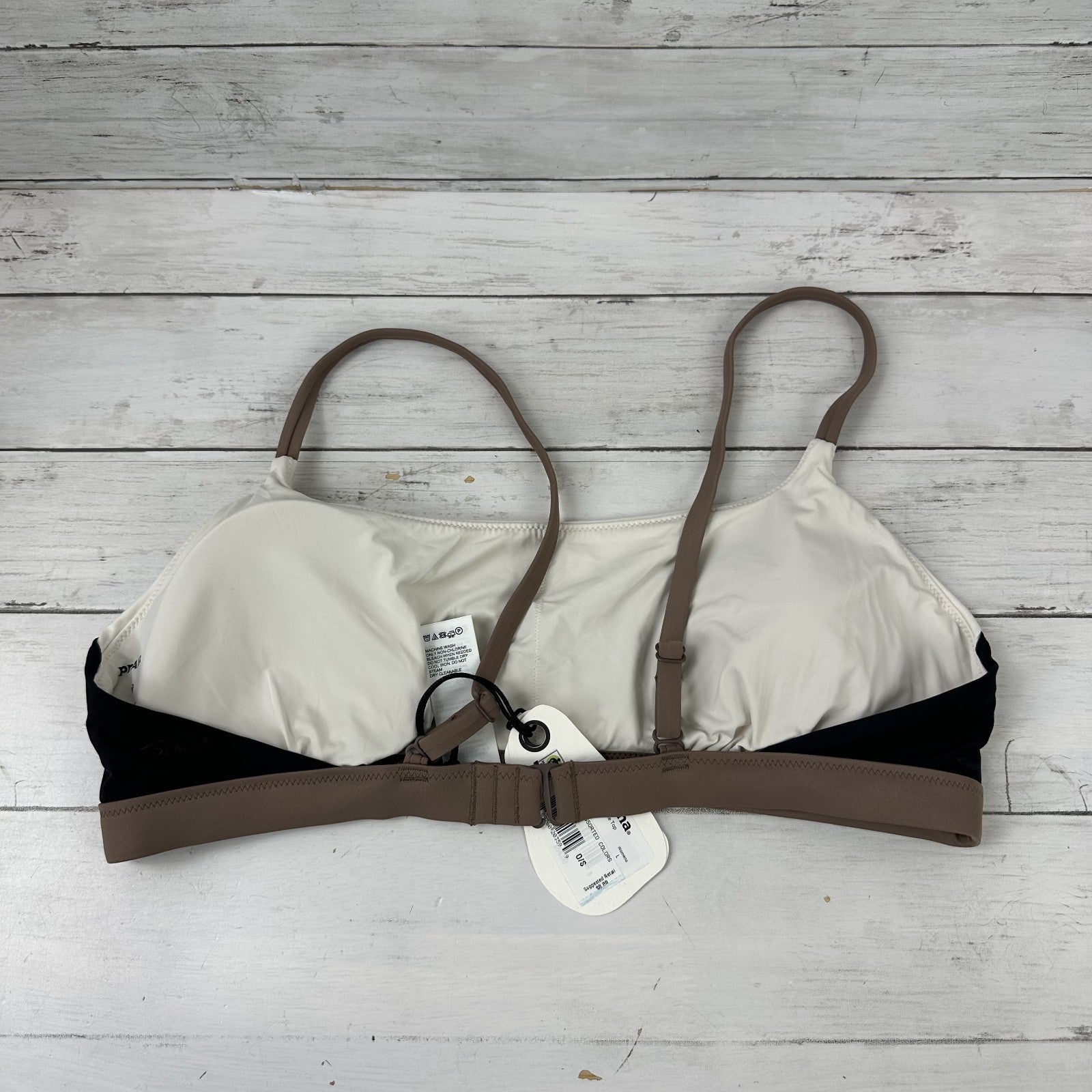 Prana Baja Bound Bikini Women's Large Carob Colorblock Quick Dry top New