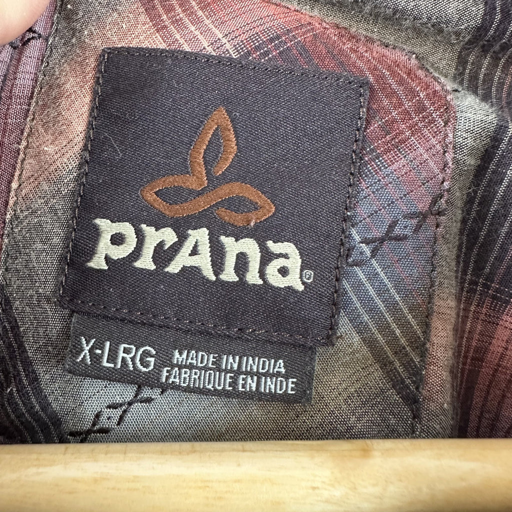 PrAna Shirt Mens XL Snap Button Long Sleeve Western Style Rockabilly plaid