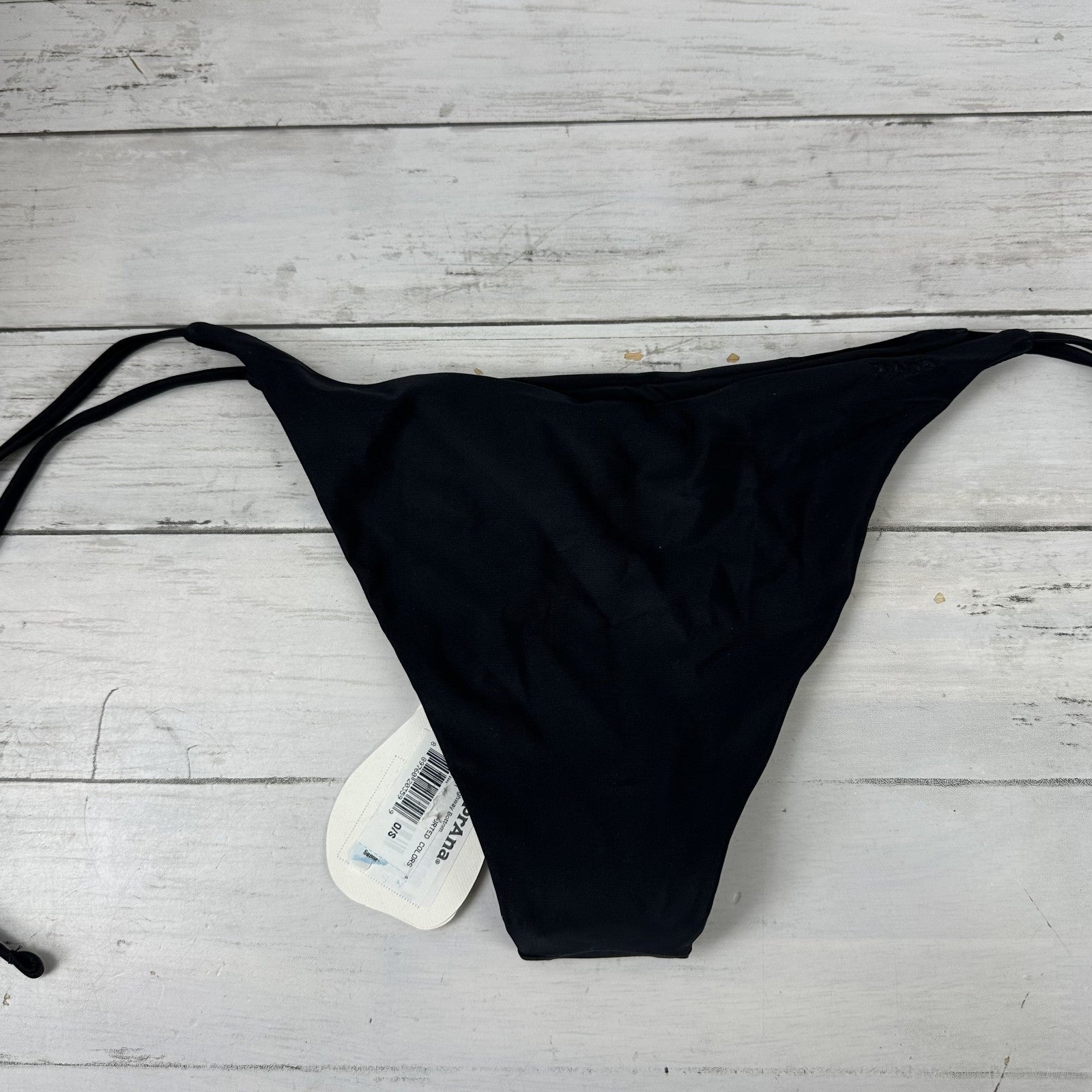 prAna Hana Highway Swim Bottom Black Side Tie Low Rise Cheeky Womens Small NWT 