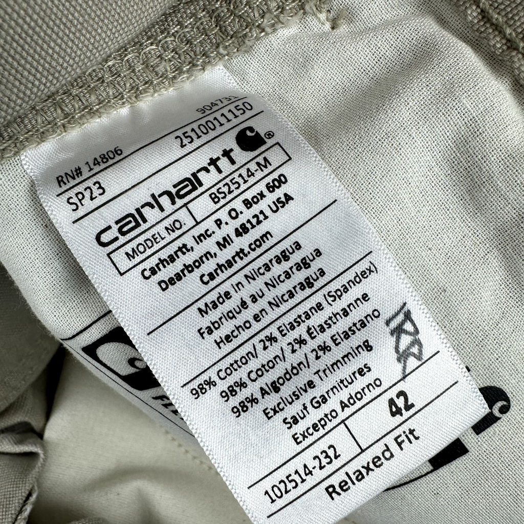 Carhartt Shorts Mens 42 workwear beige tan 10.25" inseam Relaxed Fit utility new