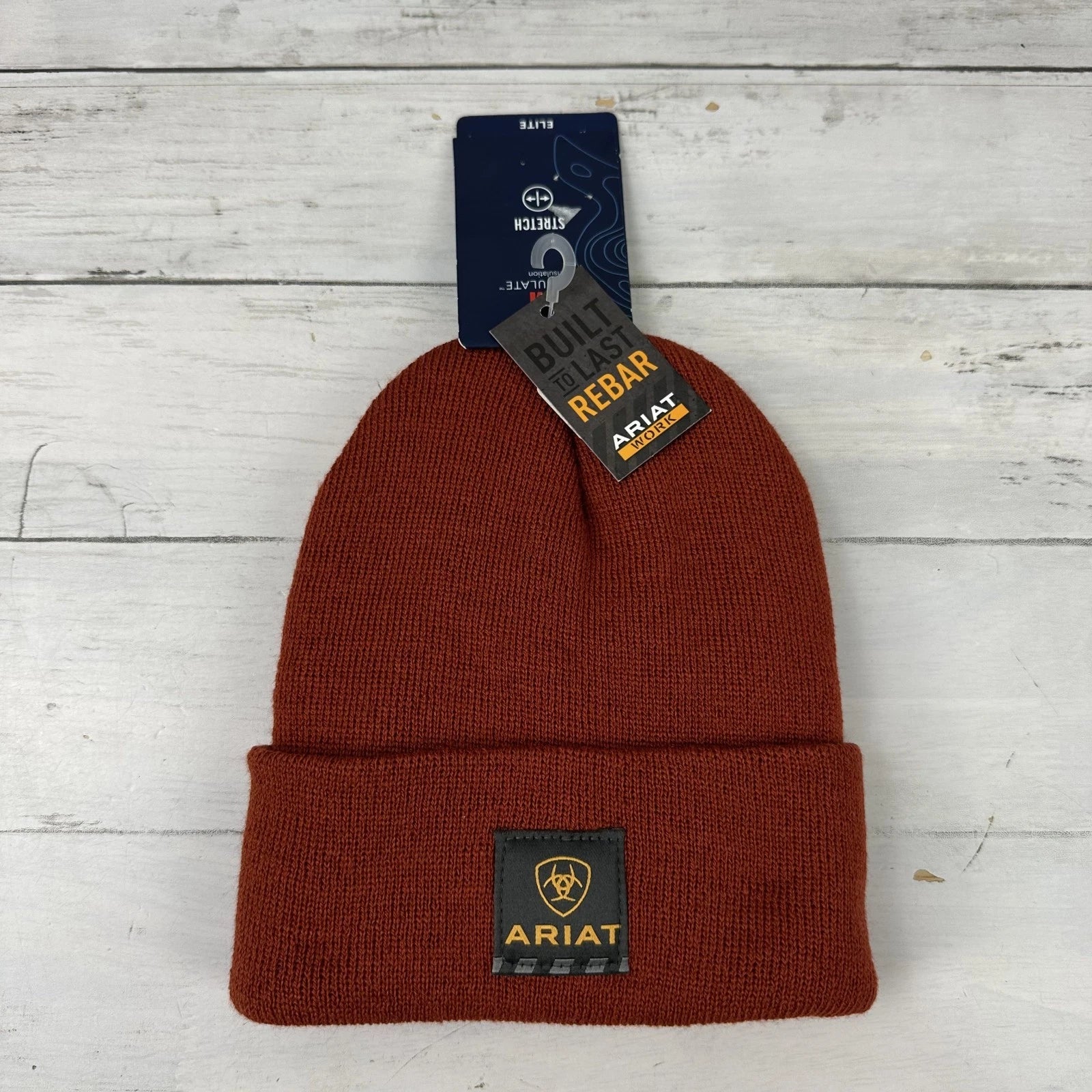 Ariat Rebar Men's Beanie Hat 3M Thinsulate Stretch Elite, Rust NWT