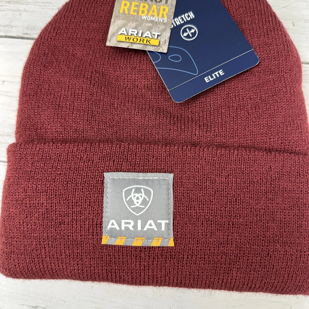 Ariat Rebar Women's Beanie Hat 3M Thinsulate Stretch Elite, Cherry Stone NWT