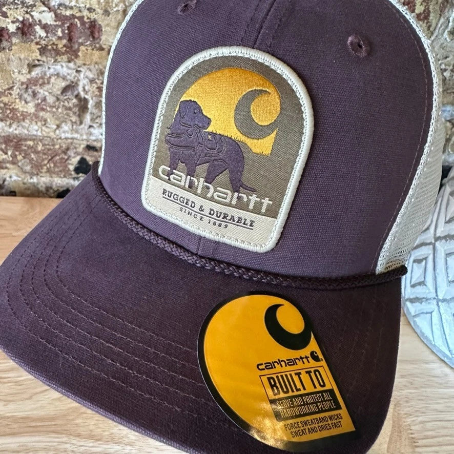 Carhartt Dog Patch Purple White Trucker Snap Mesh Back Hat hunting new